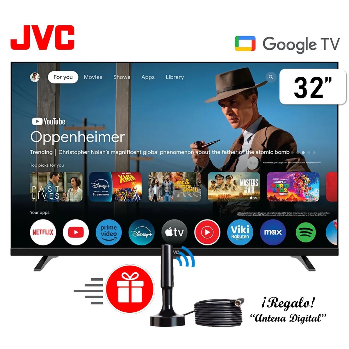 GENERICO - Televisor JVC 32 HD Smart TV Google Tv Lt-32km138 + Antena Digital