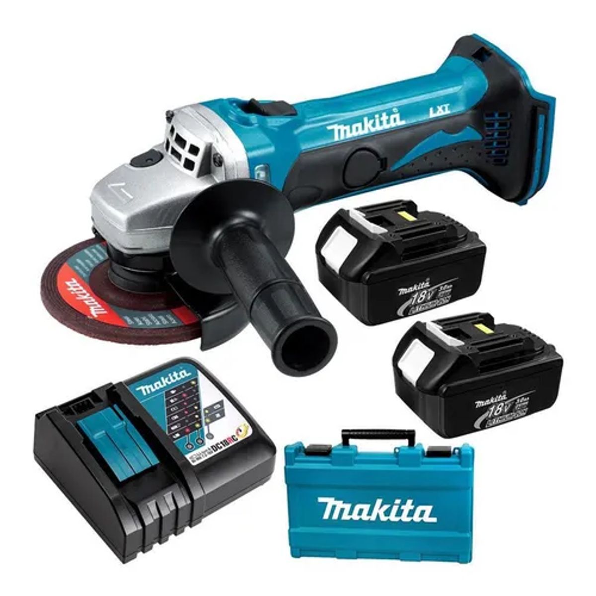 MAKITA - Amoladora Angular 4 1/2" 18Voltios  Inc 2 Bat + Carg Makita DGA452RFE