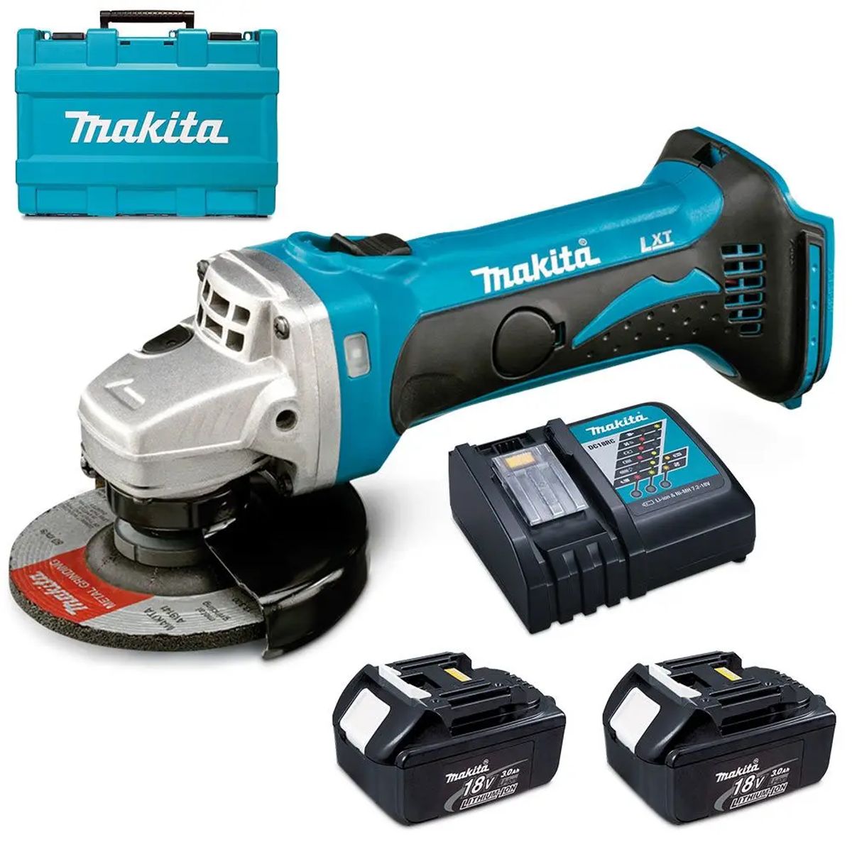 MAKITA - Amoladora Angular 4 1/2" 18Voltios  Inc 2 Bat + Carg Makita DGA452RFE