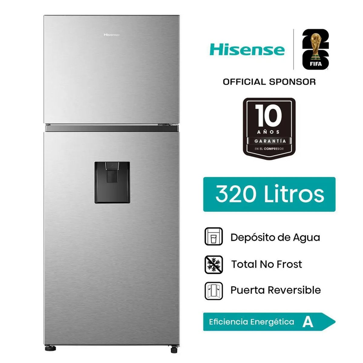 HISENSE - Refrigeradora Hisense 324L Top Freezer No Frost RT3N320NMC