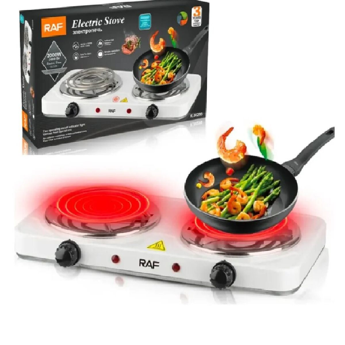 GENERICO - Cocina Eléctrica Encimera 2 Hornillas Portatil Marca Raf