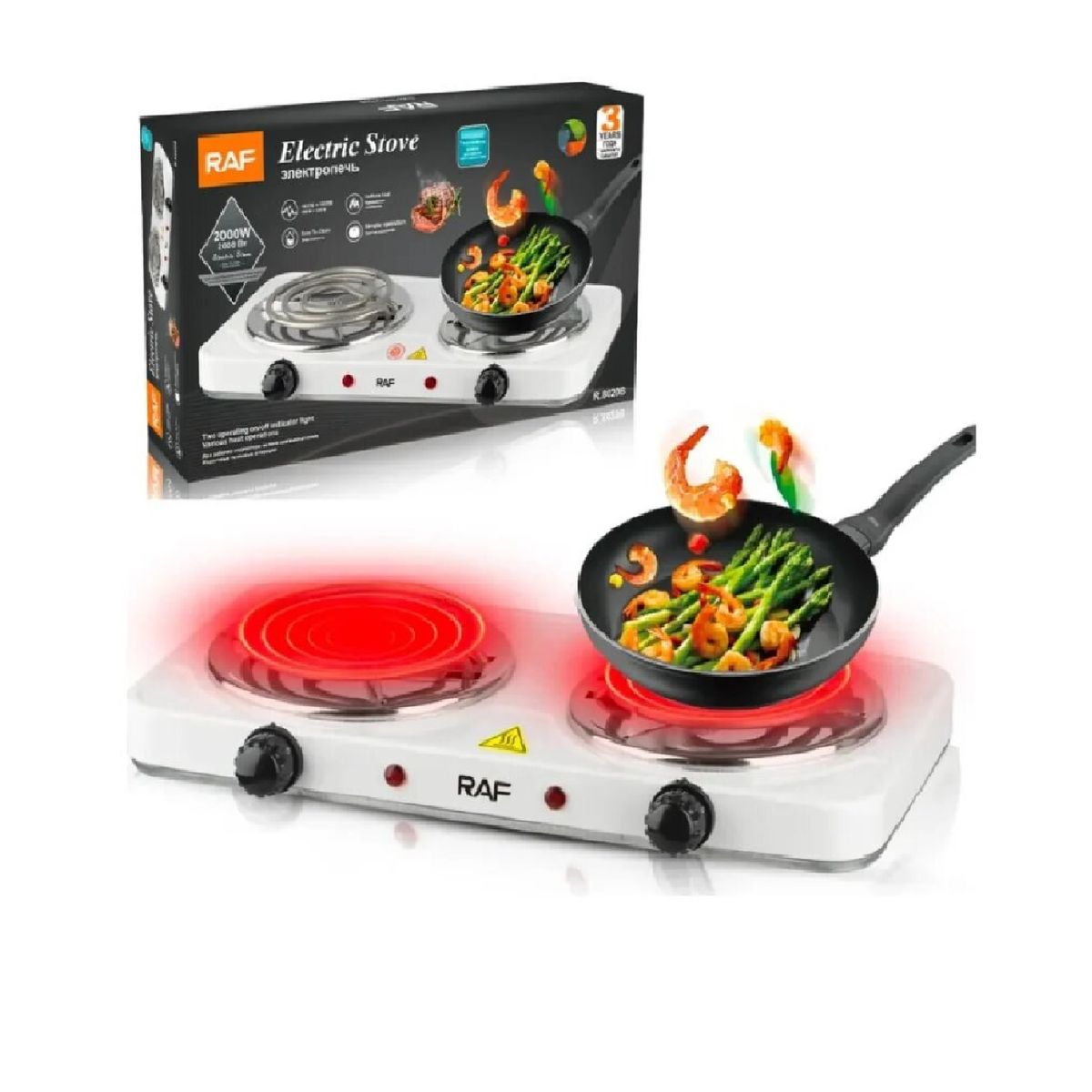 GENERICO - Cocina Eléctrica Encimera 2 Hornillas Portatil Marca Raf