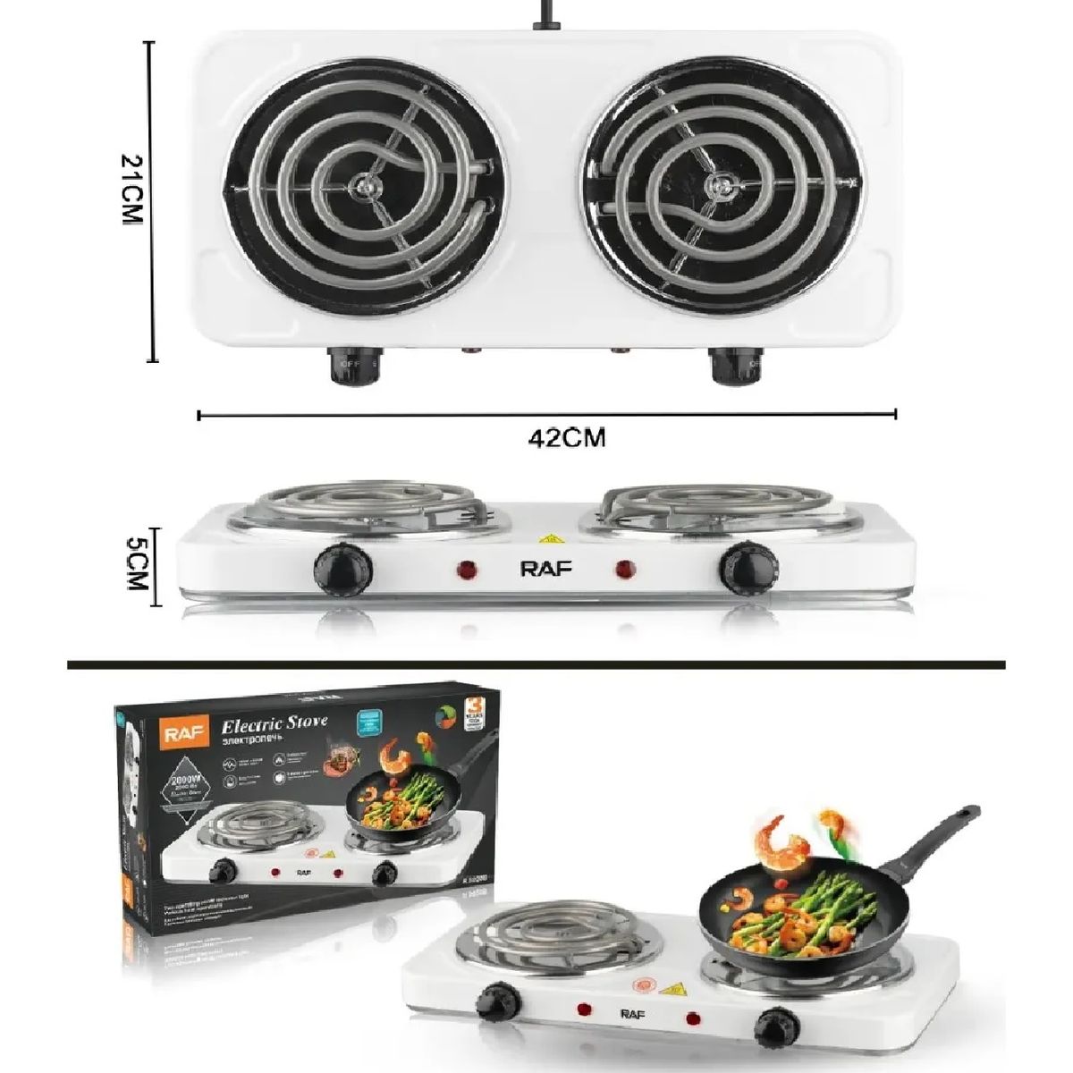 GENERICO - Cocina Eléctrica Encimera 2 Hornillas Portatil Marca Raf