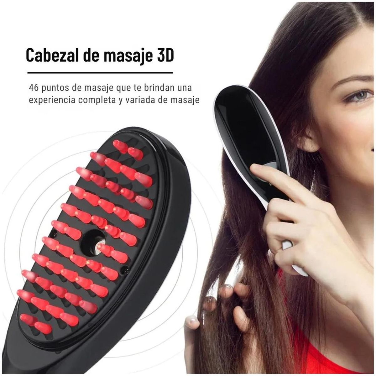 GENERICO - Peine Cepillo Masajeador de cabello 3D para Cuidado Capilar 2 en 1 Fototerapia