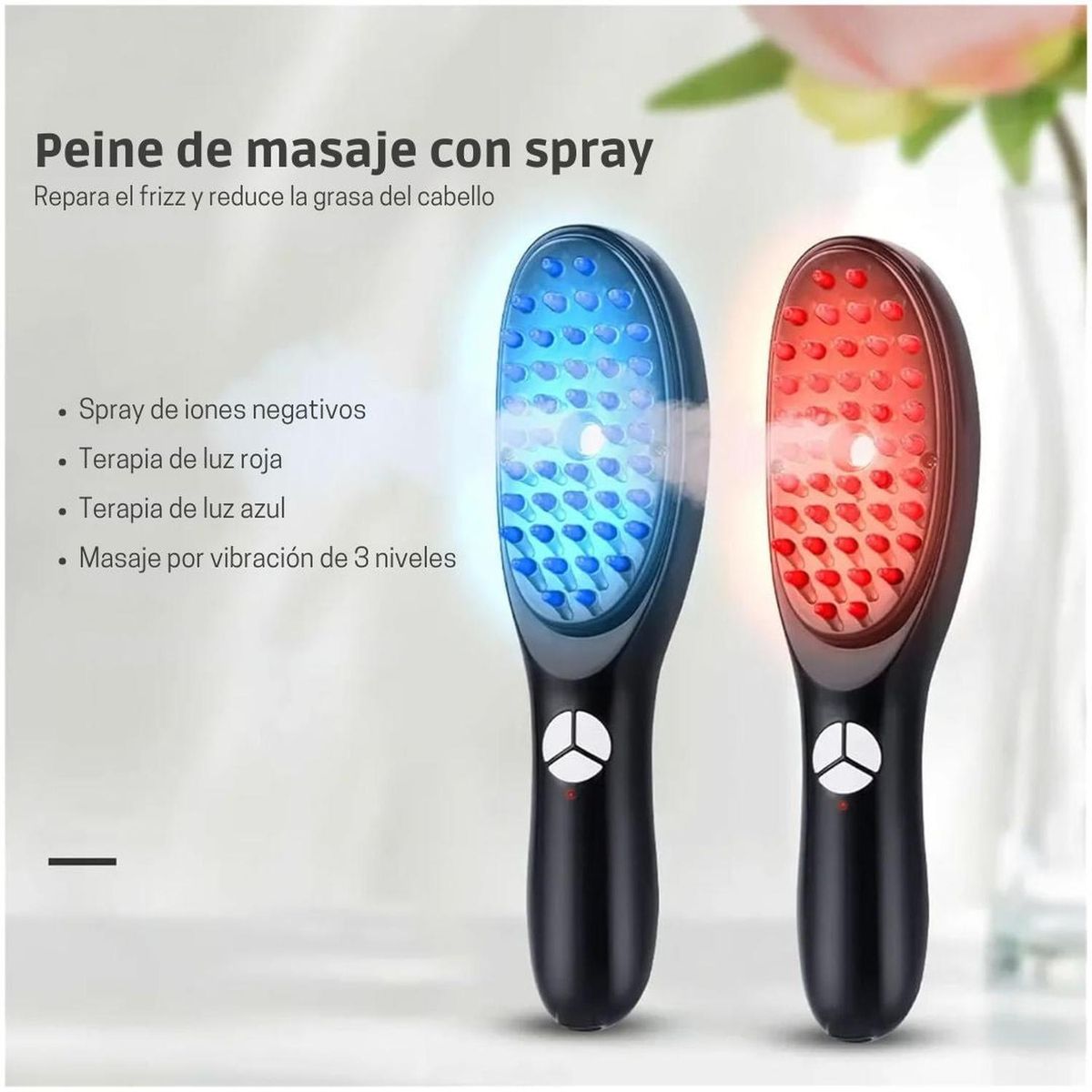 GENERICO - Peine Cepillo Masajeador de cabello 3D para Cuidado Capilar 2 en 1 Fototerapia