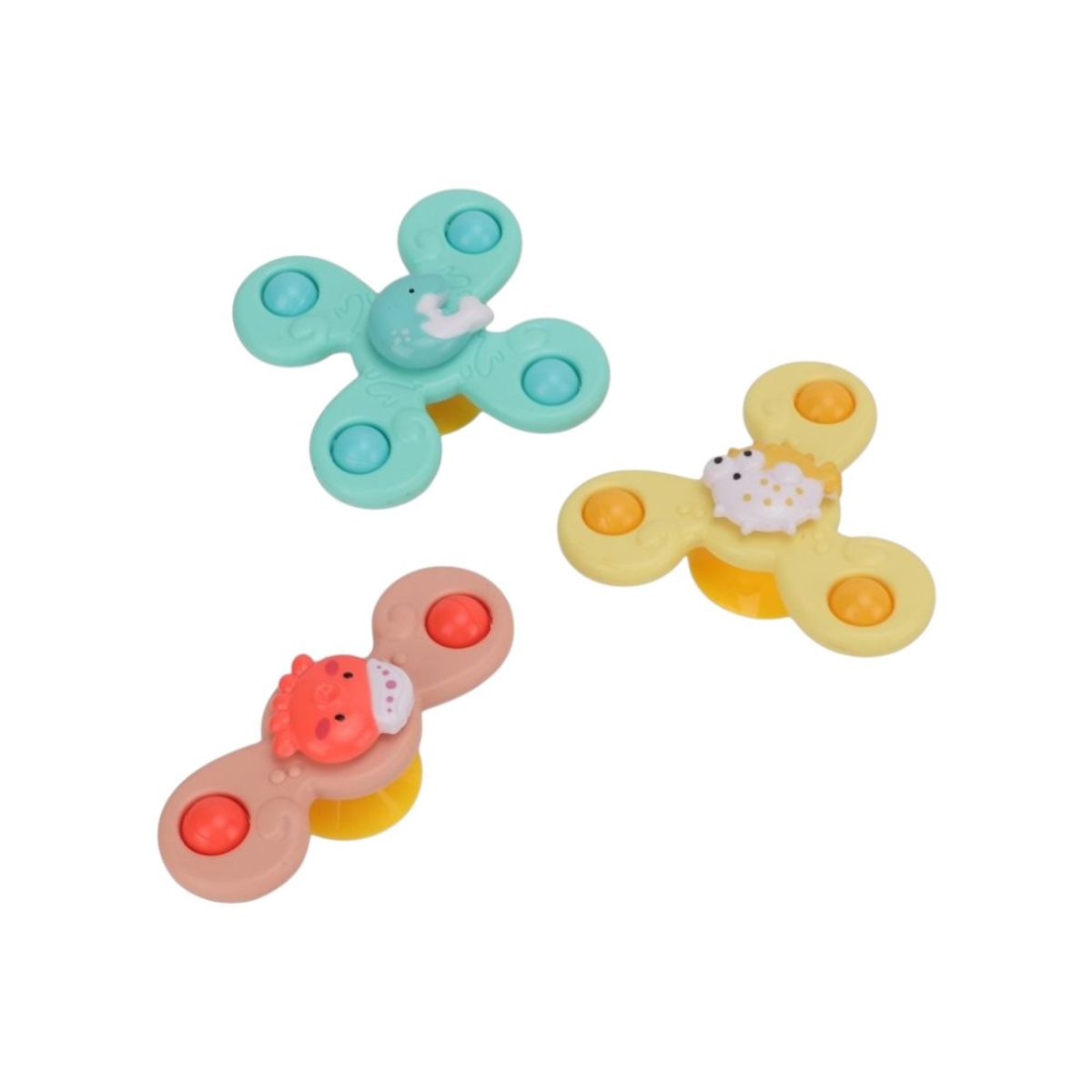 GENERICO - JUGUETE SPINNER SENSORIAL CON VENTOSA PARA BEBÉS - PACK x3