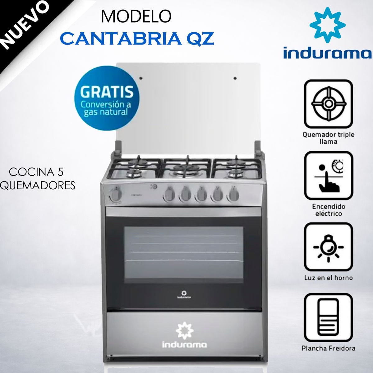INDURAMA - Cocina a Gas Indurama Cantabria Qz Croma 5 Quedamores