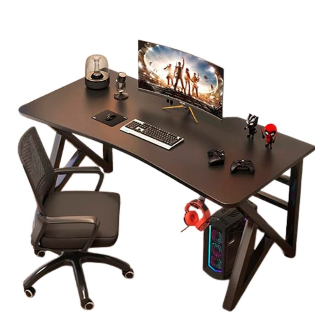 GENERICO - Escritorio Gamer Negro Ergonómico Oficina