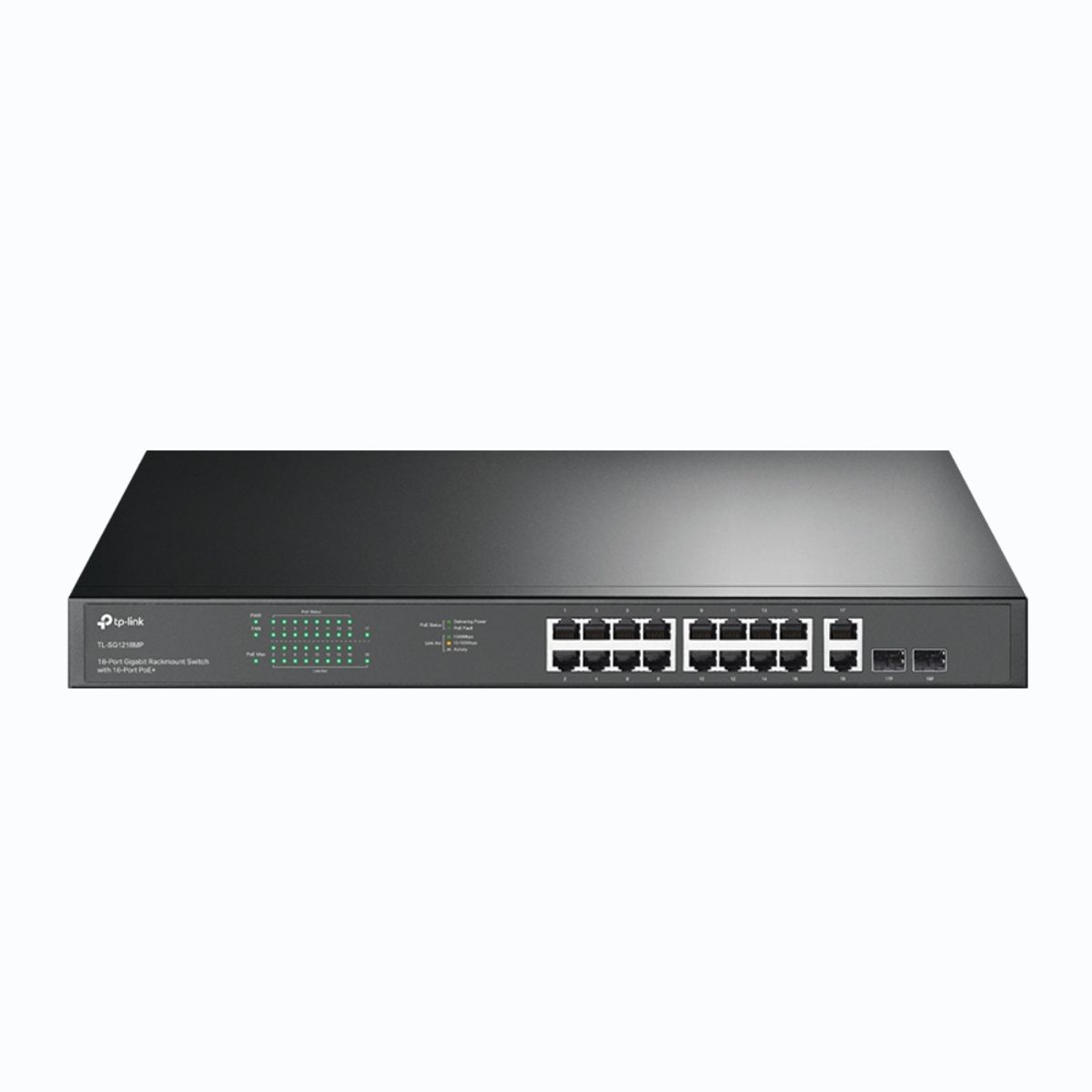TP LINK - Conmutador Gigabit para montaje en rack de 18 puertos con PoE+ de 16 puertos
