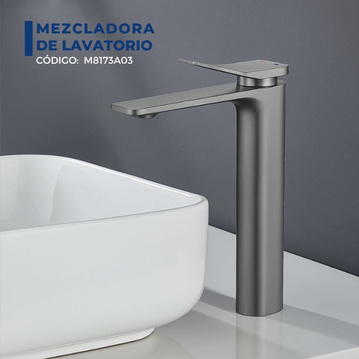 XM - MEZCLADORA MONOCOMANDO DE LAVATORIO ALTO PLOMO M8173A03