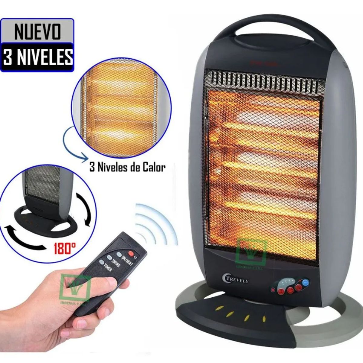 TREVELY - Calefactor Eléctrico Trevely TCH-030 con Control Remoto