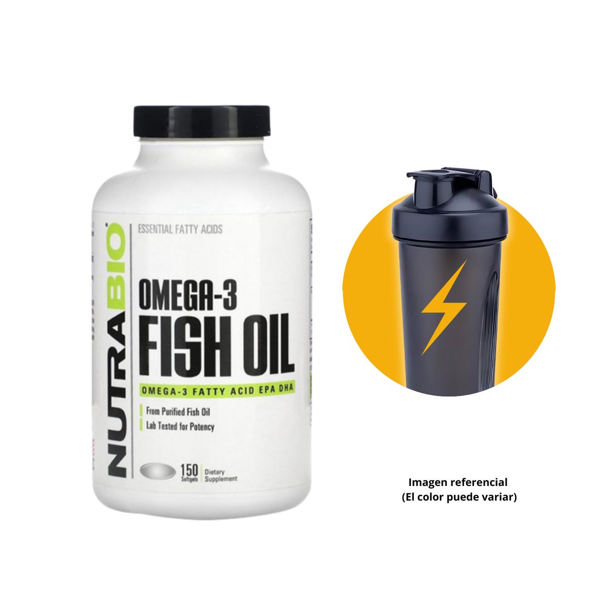 NUTRABIO - FISH OIL OMEGA 3 NUTRABIO + SHAKER - 150 SOFTGELS