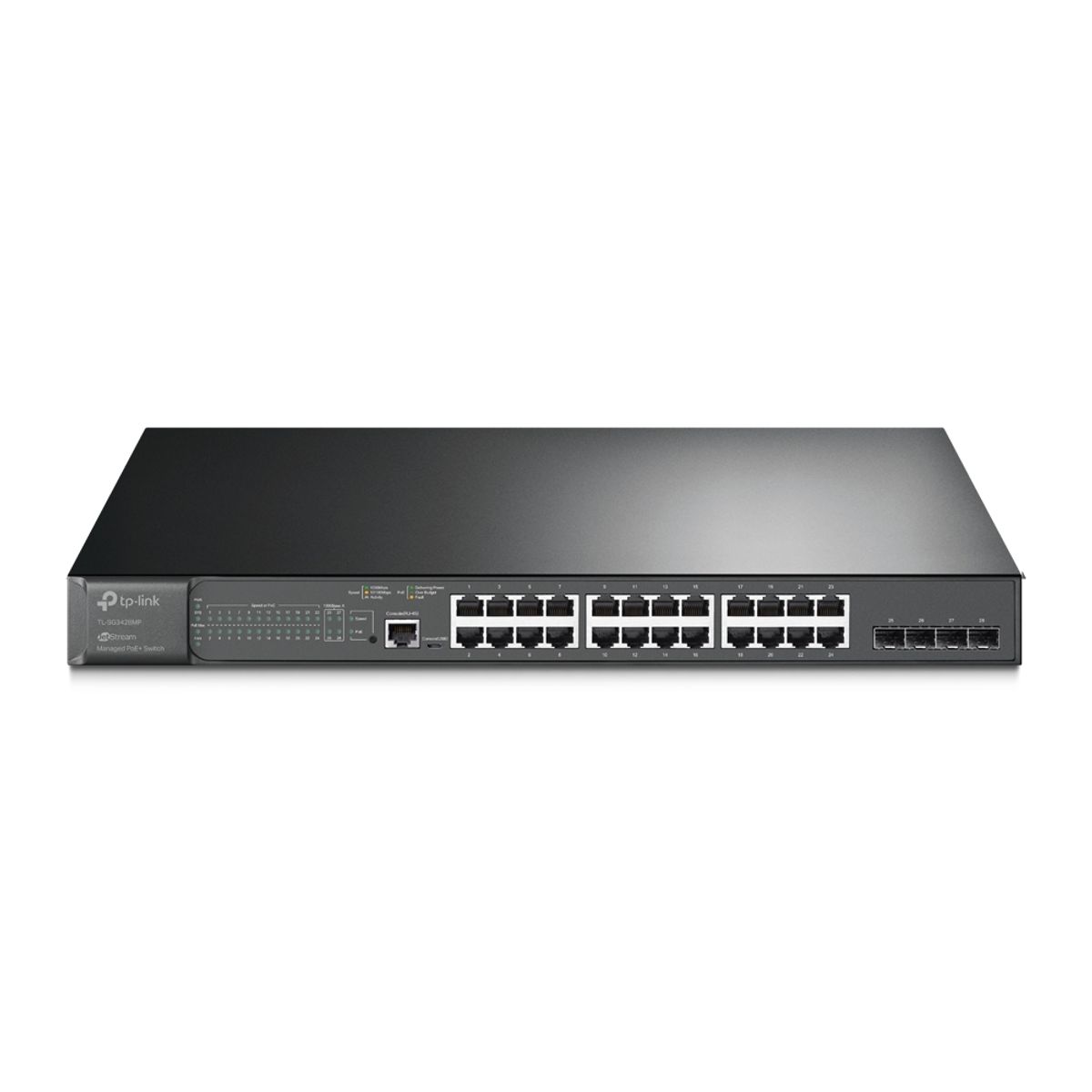 TP LINK - Switch Gestionable JetStream de 28 puertos Gigabit L2 con PoE+ de 24 puertos