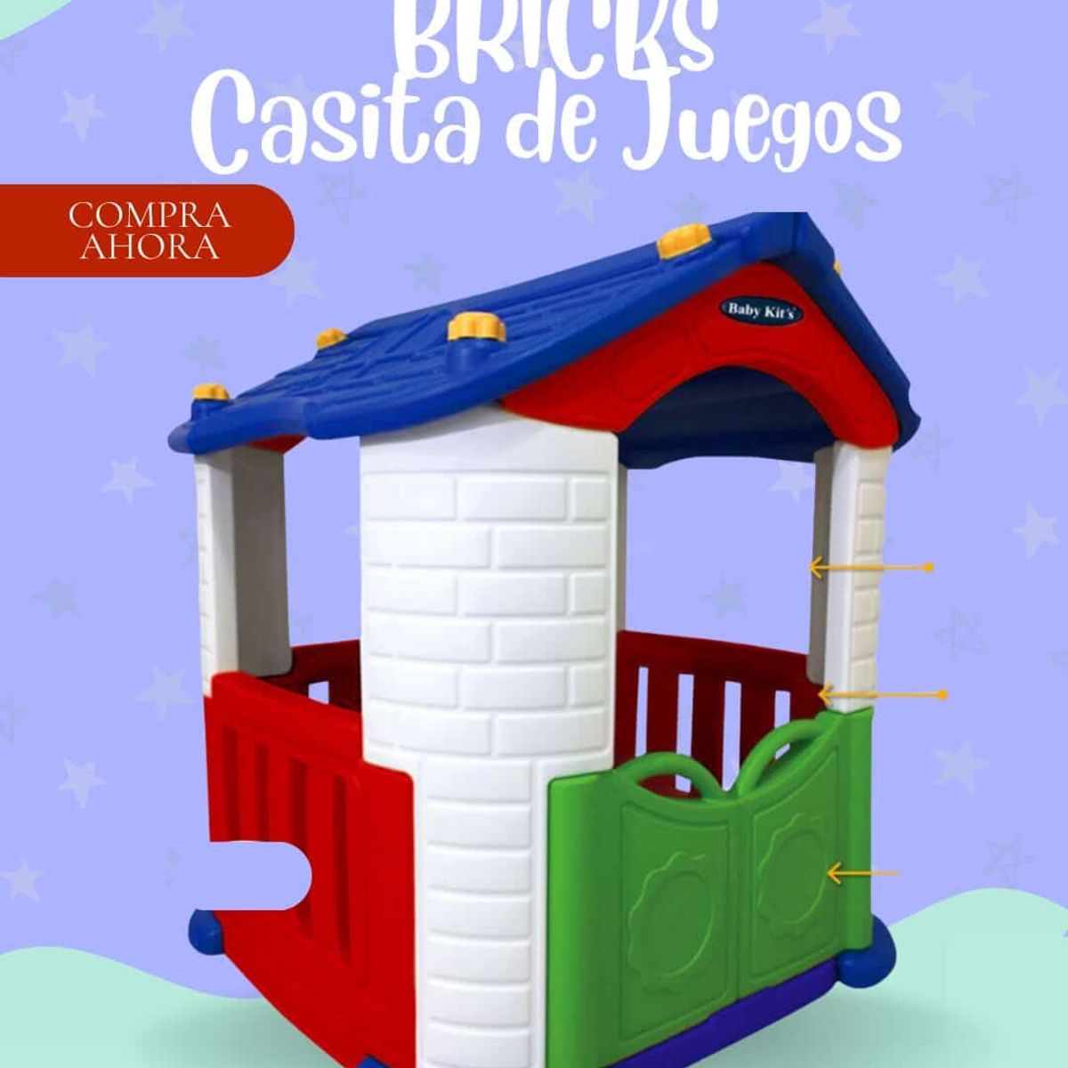 CASITA DE JUEGOS MODELO BRICKS COLOR AZUL ROJO VERDE PREMIUN, marca GENERICO - Foto Principal
