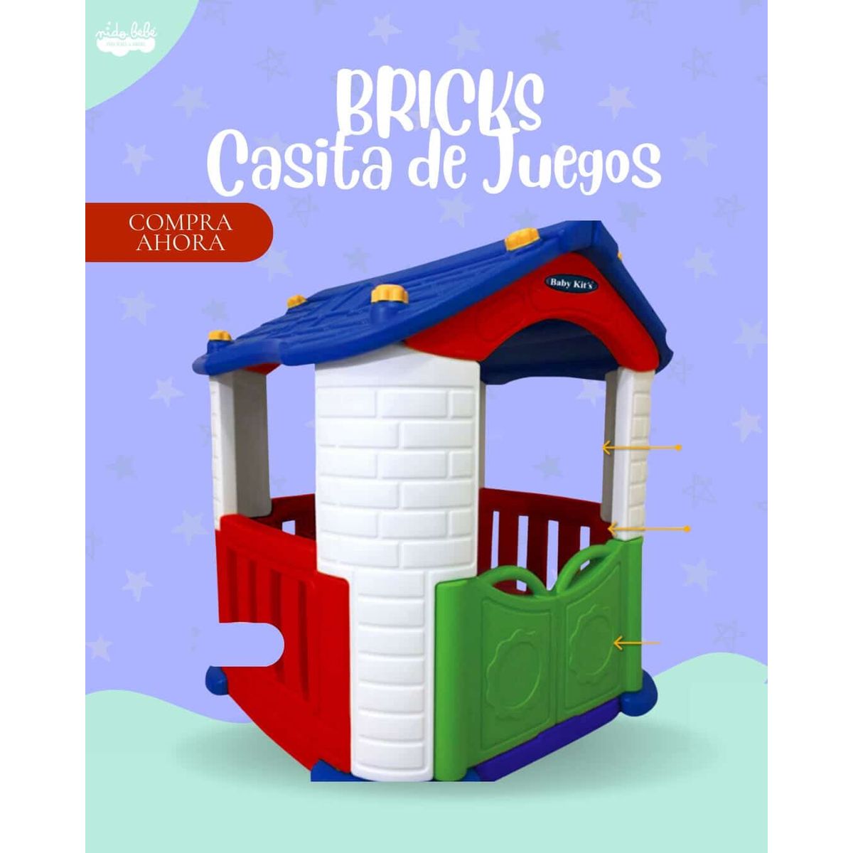 CASITA DE JUEGOS MODELO BRICKS COLOR AZUL ROJO VERDE PREMIUN, marca GENERICO - Foto Principal