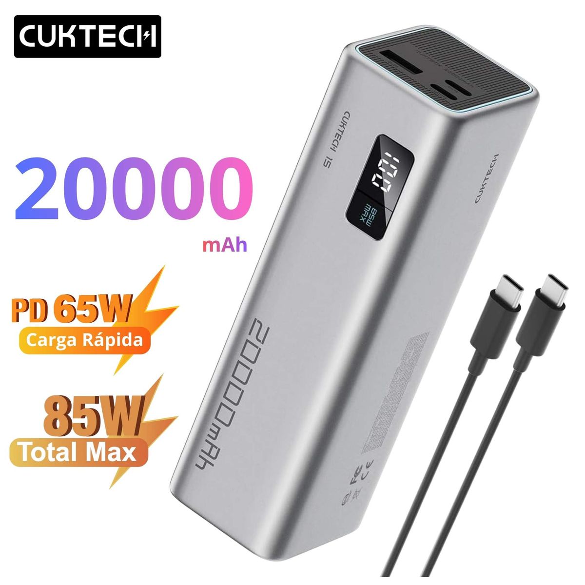 SEISA - Power Bank CUKTECH 20000mAh Carga Rapida 67W Bateria Portatil 85W Max  para MacBook Pro/Air, iPad
