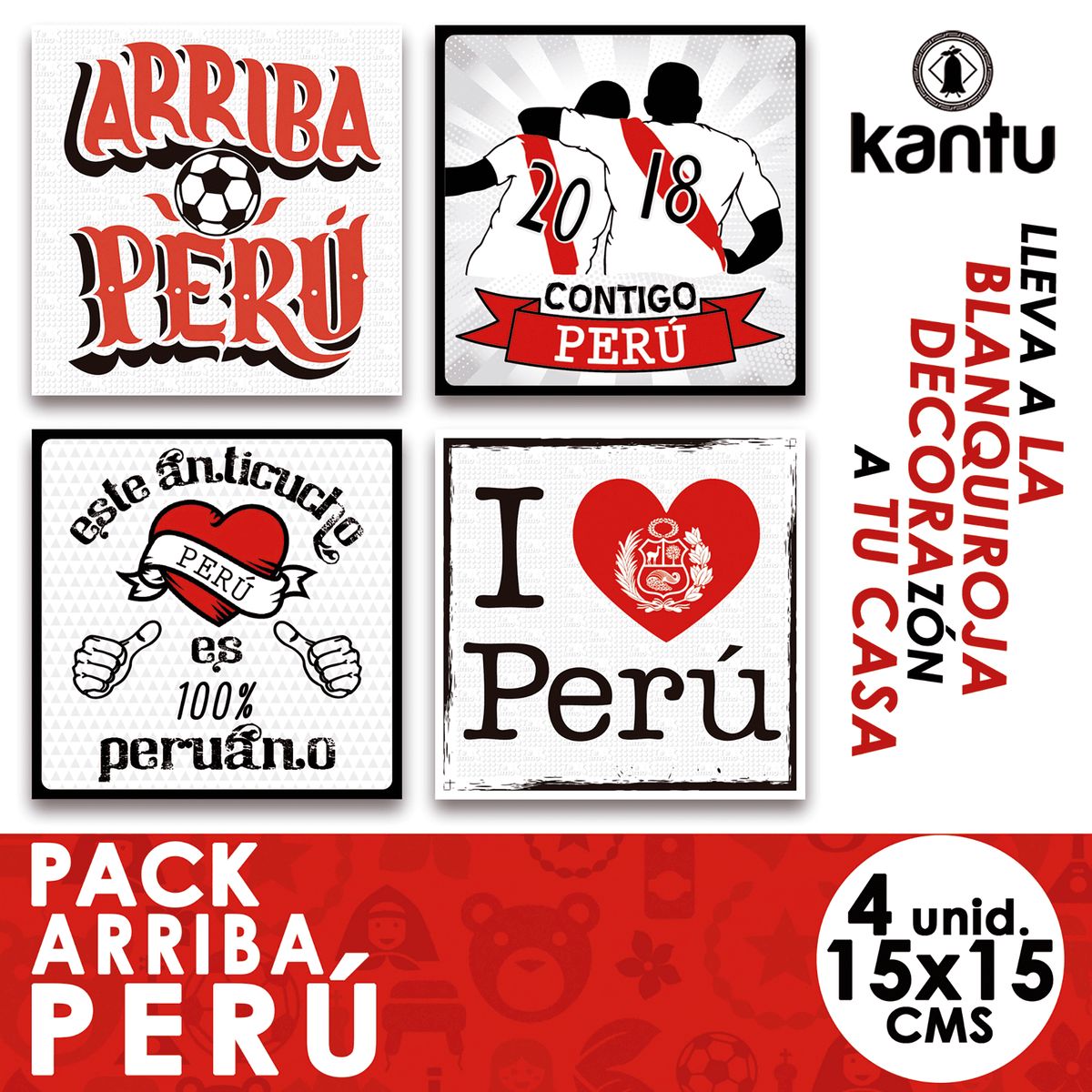 KANTU - 3 PACKS DE AZULEJO ARRIBA PERU POR 4 DISEÑOS DIFERENTES  15X15CM C/U
