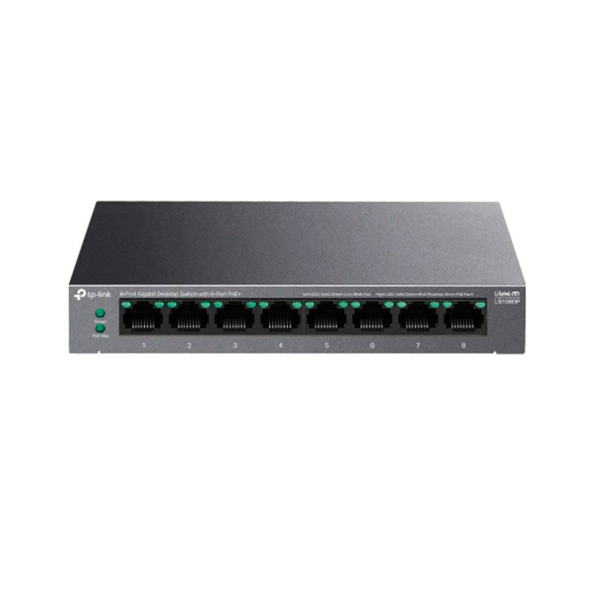 TP LINK - SWITCH TP-LINK 8 PUERTOS CASE METALICO GIGABIT POE 30W P-N LS108GP