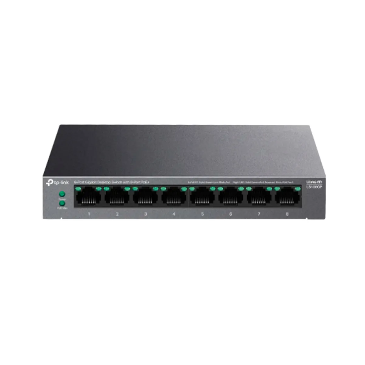 TP LINK - SWITCH TP-LINK 8 PUERTOS CASE METALICO GIGABIT POE 30W P-N LS108GP