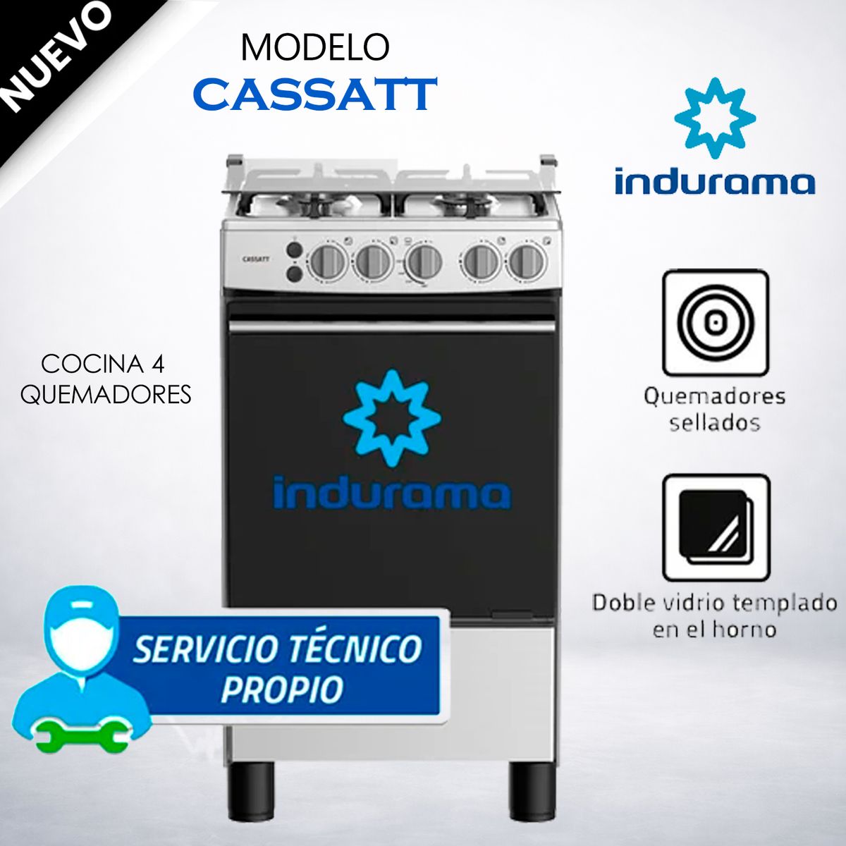 INDURAMA - Cocina Indurama CASSATT Croma 4 Hornillas
