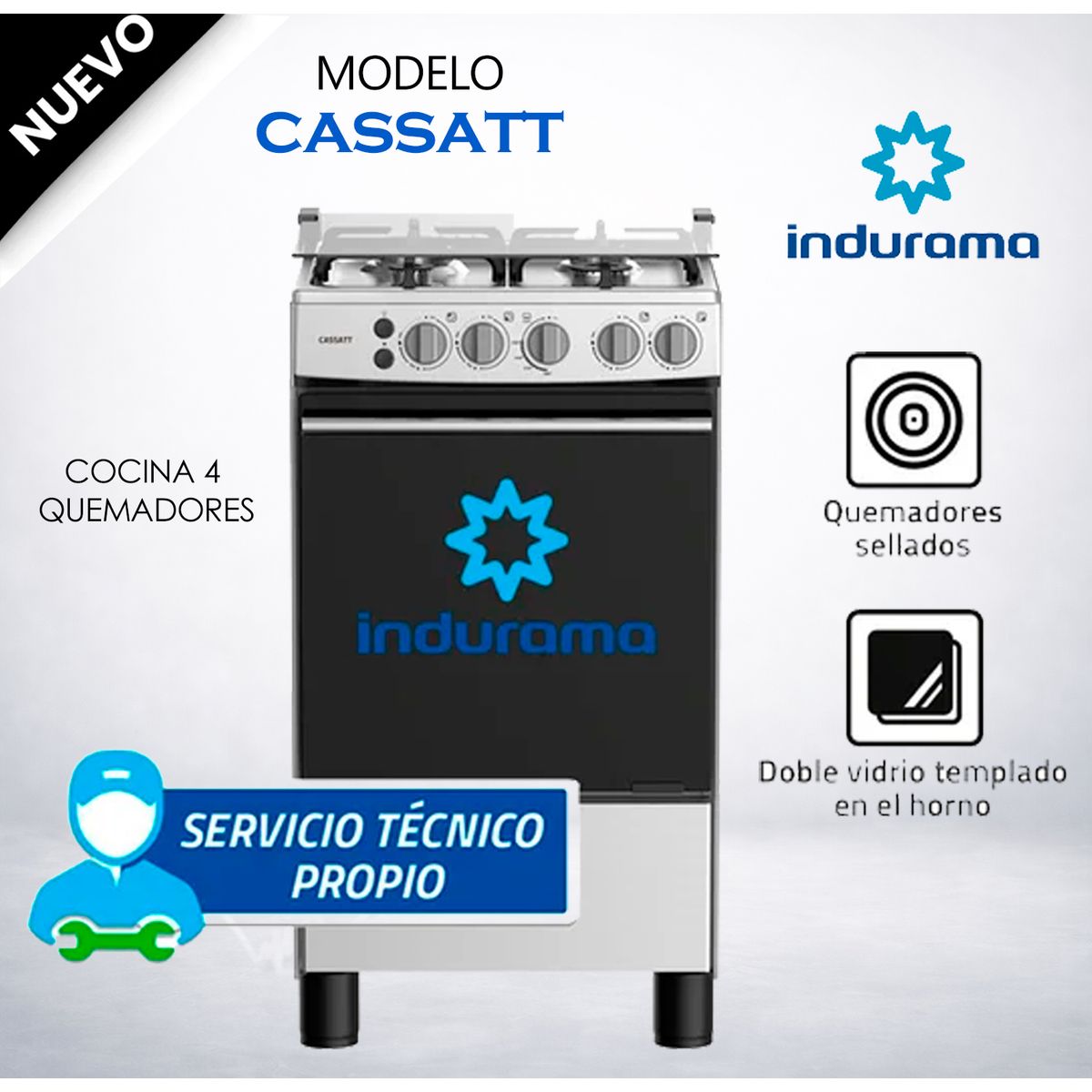 INDURAMA - Cocina Indurama CASSATT Croma 4 Hornillas
