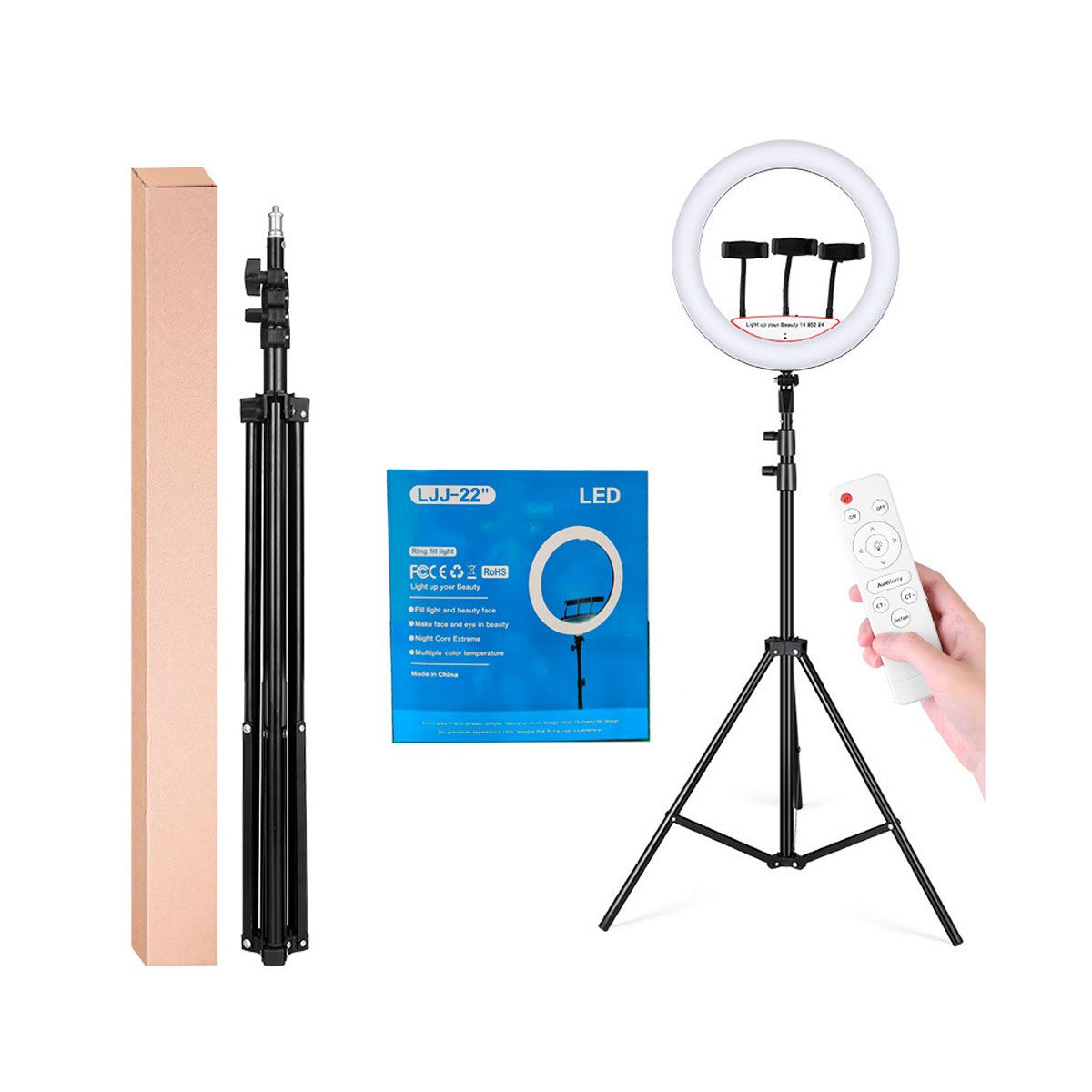 GENERICO - Aro LED 56cm con Trípode Ajustable + Control Remoto y Táctil  Iluminación Pro para Videos y Fotos