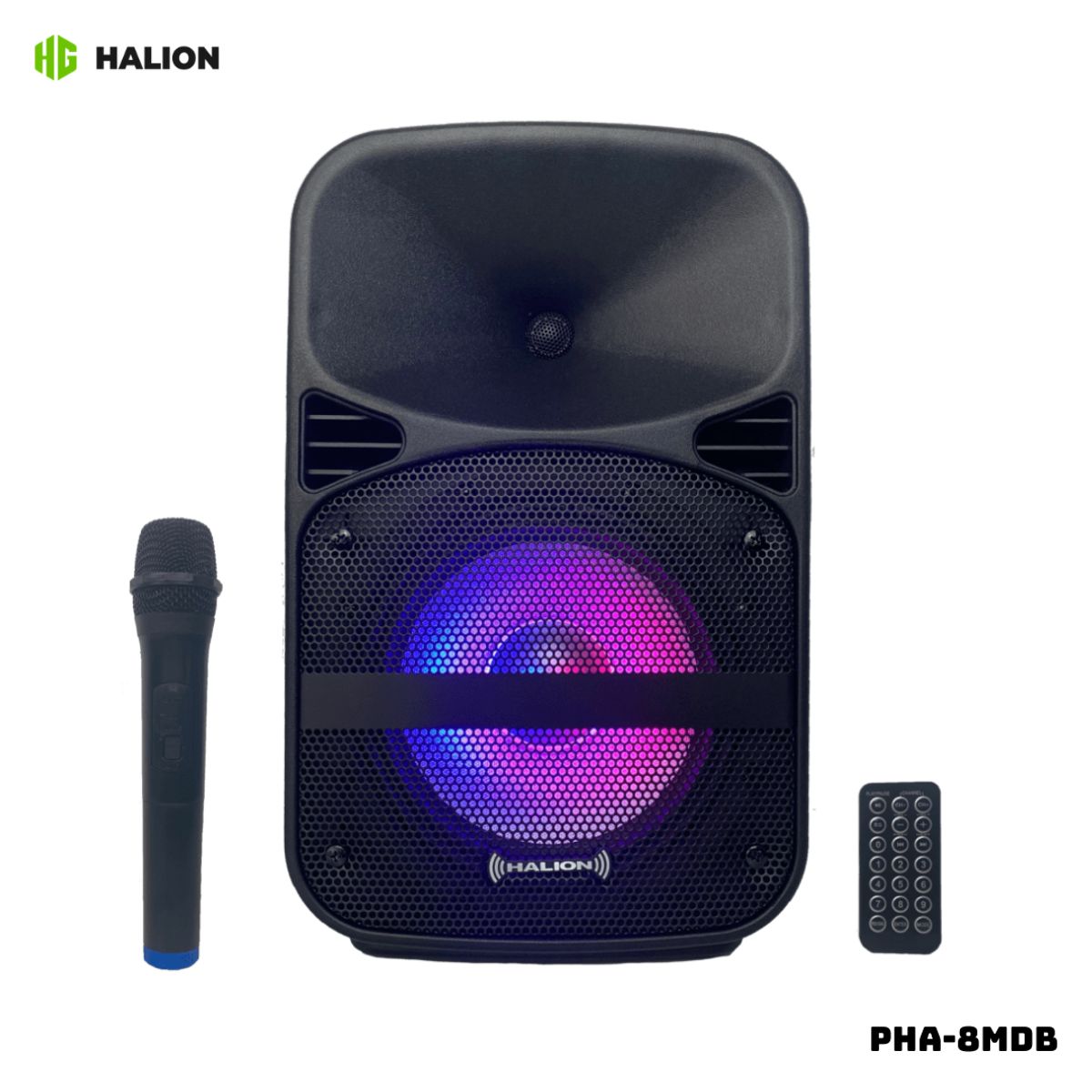 HALION - PARLANTE ACTIVO HALION 300W 1 MICROFONO BATERIA - PHA-8MDB