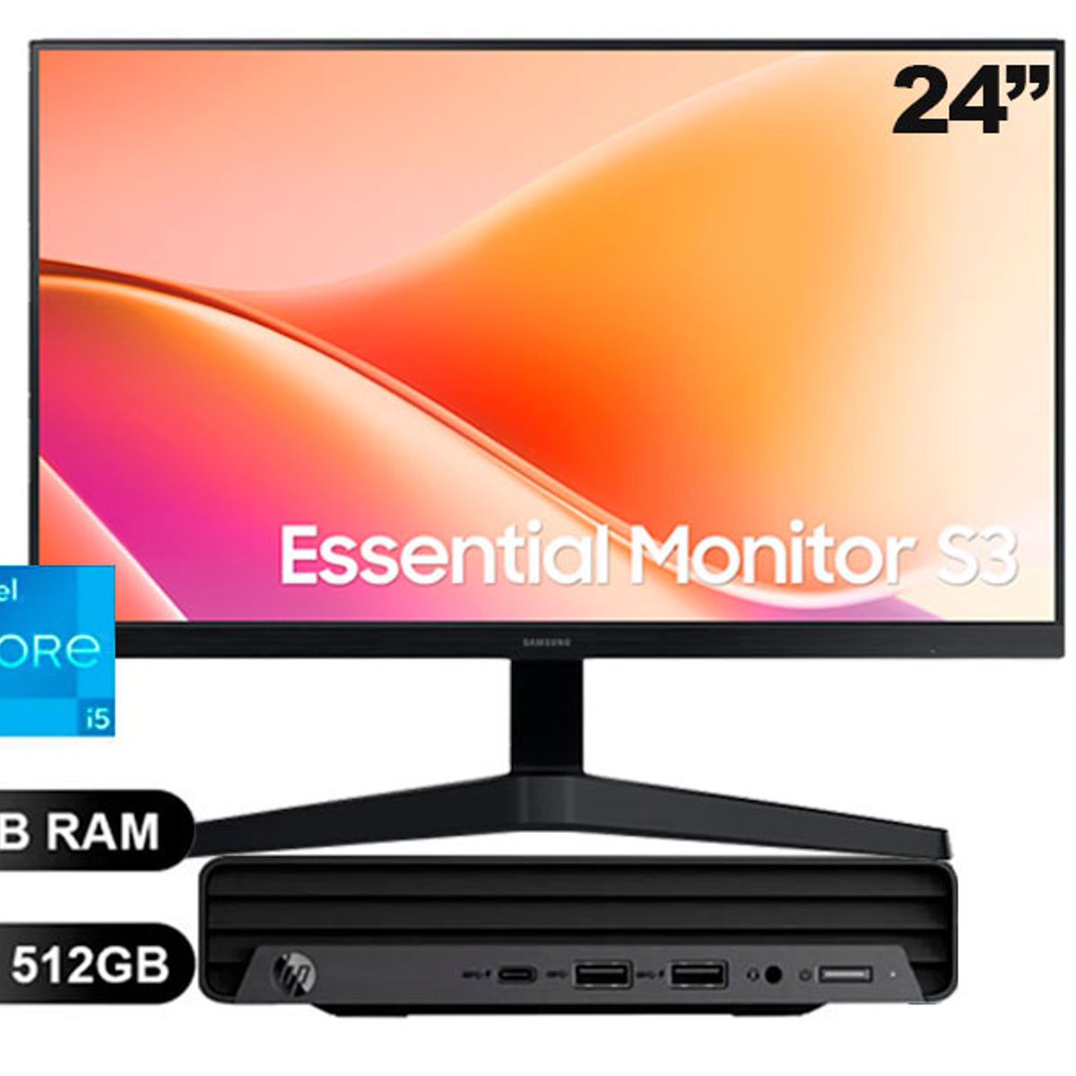 HP - MINI PC HP PRO 260 G9 I5-1334U,16GBRAM,512GBSSD,SIN WINDOWS+MONITOR SAM LS24F330EAL 24