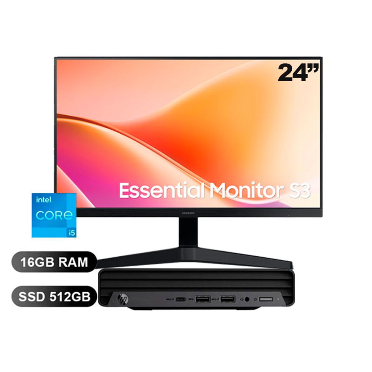 HP - MINI PC HP PRO 260 G9 I5-1334U,16GBRAM,512GBSSD,SIN WINDOWS+MONITOR SAM LS24F330EAL 24