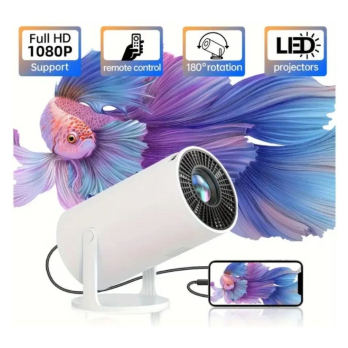 GENERICO - Mini Proyector Smart 4K 1080p Bluetooth Wifi