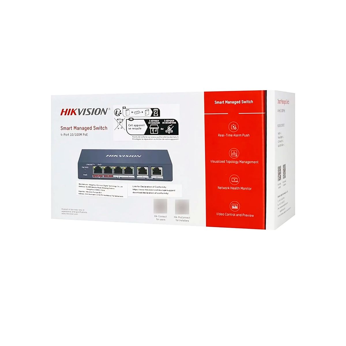 HIKVISION - SWITCH HIKVISION 4P FAST ETHERNET  2P RJ45 POE PN DS-3E1106HP-EI