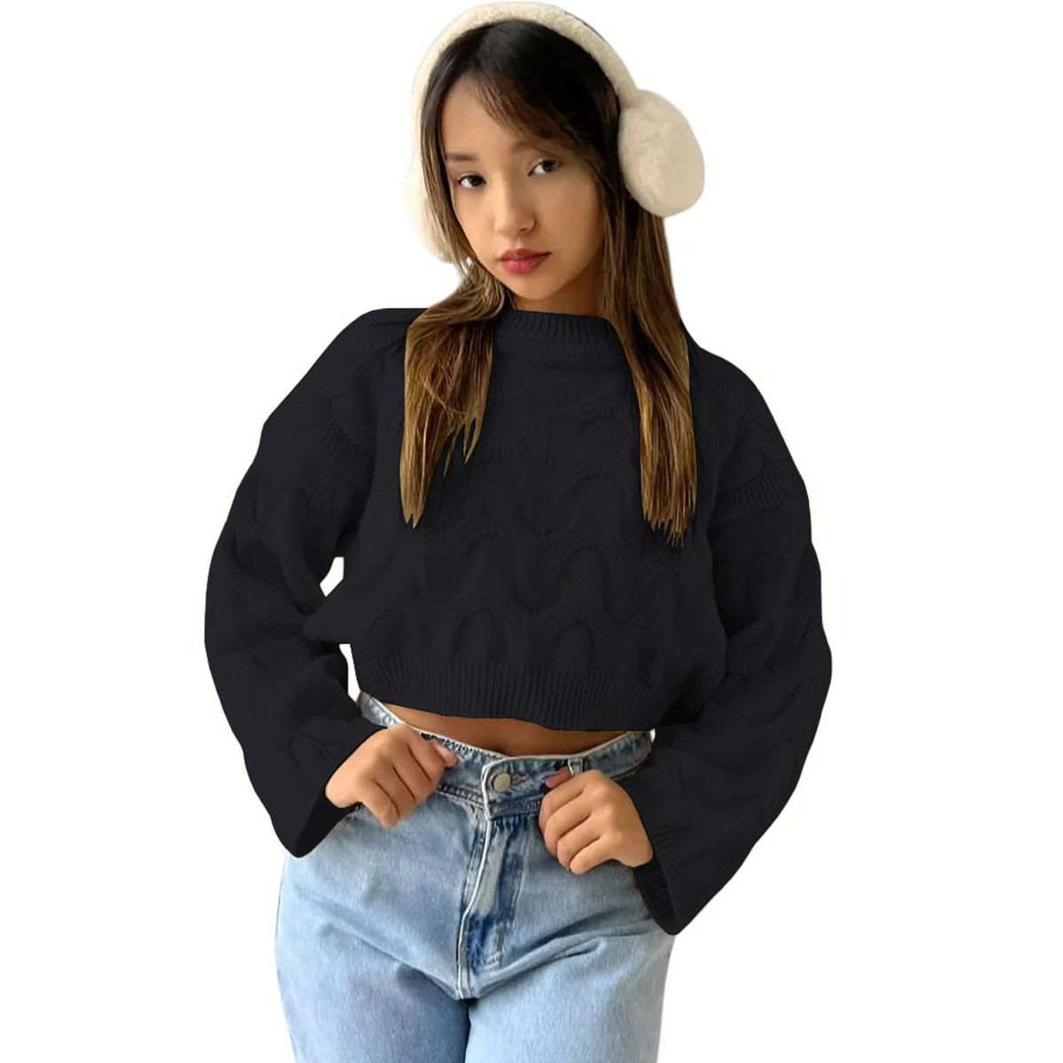 GENERICO - Chompa Mujer Hilo Clasico 359G-23 Color Negro