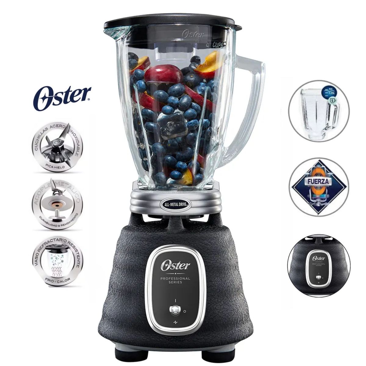 OSTER - Licuadora clásica Oster 1000w serie profesional con interruptor de palanca BLSTBPST- Negra