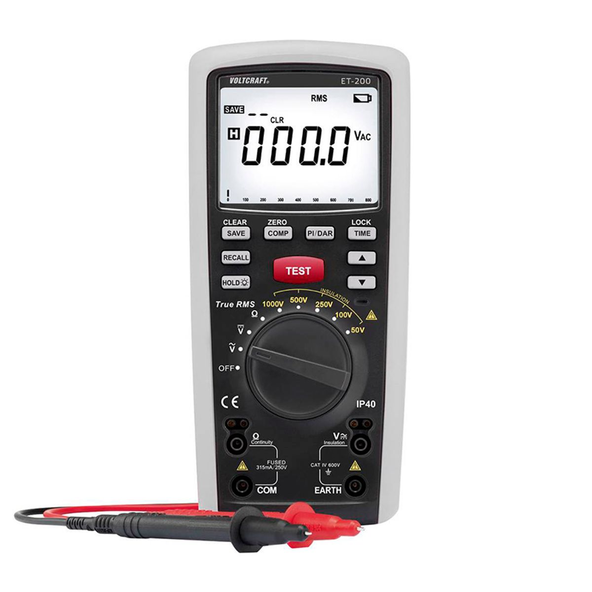 GENERICO - Tester de Aislamiento Digital Megaóhmetro VOLTCRAFT ET-200 50V100V250V500V1000V20GΩ