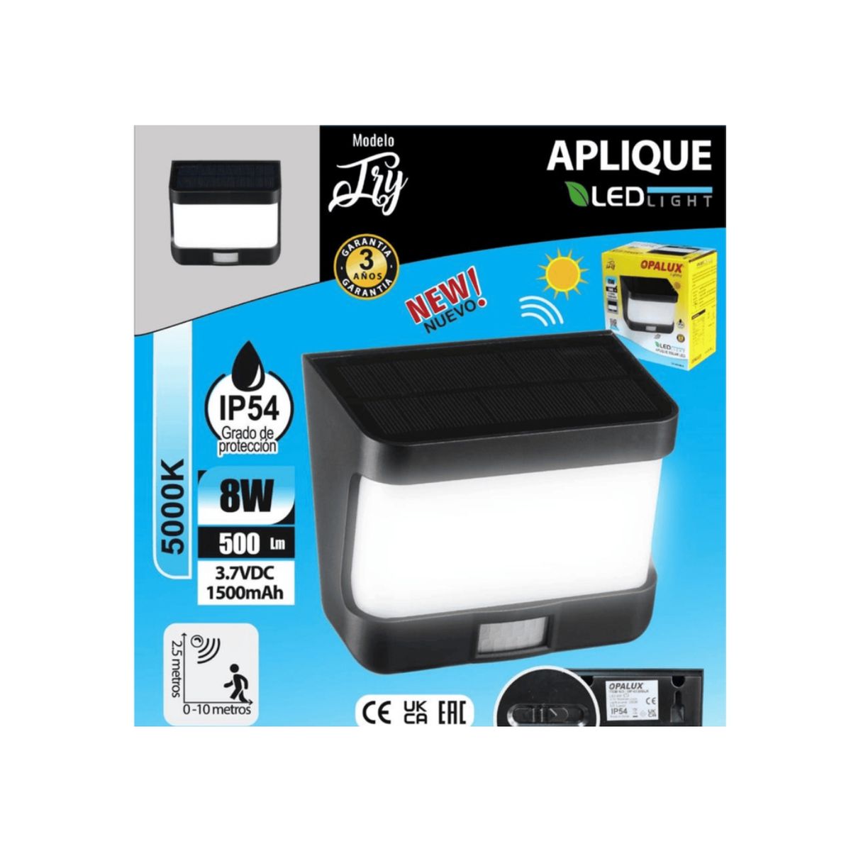 OPALUX - APLIQUE LED SOLAR DE PARED