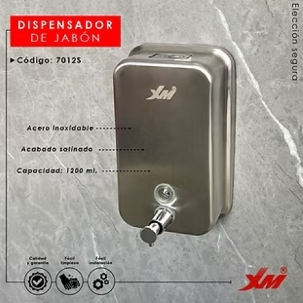 XM - Dispensador jabón acero 304 1200ml MOD 7012S