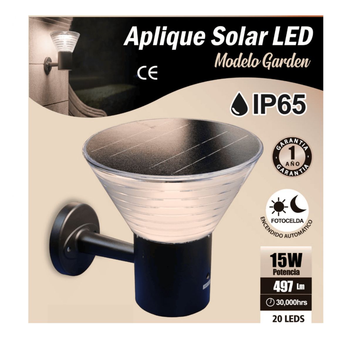 OPALUX - APLIQUE SOLAR LED PARA EXTERIORES