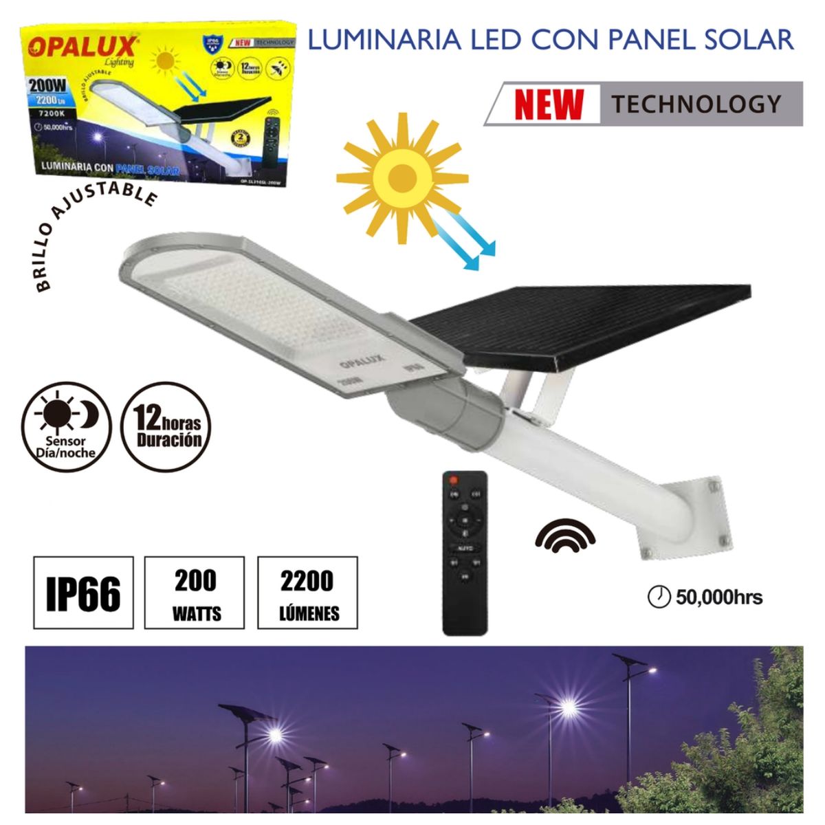 OPALUX - LUMINARIA LED CON PANEL SOLAR PARA POSTES PASTORAL