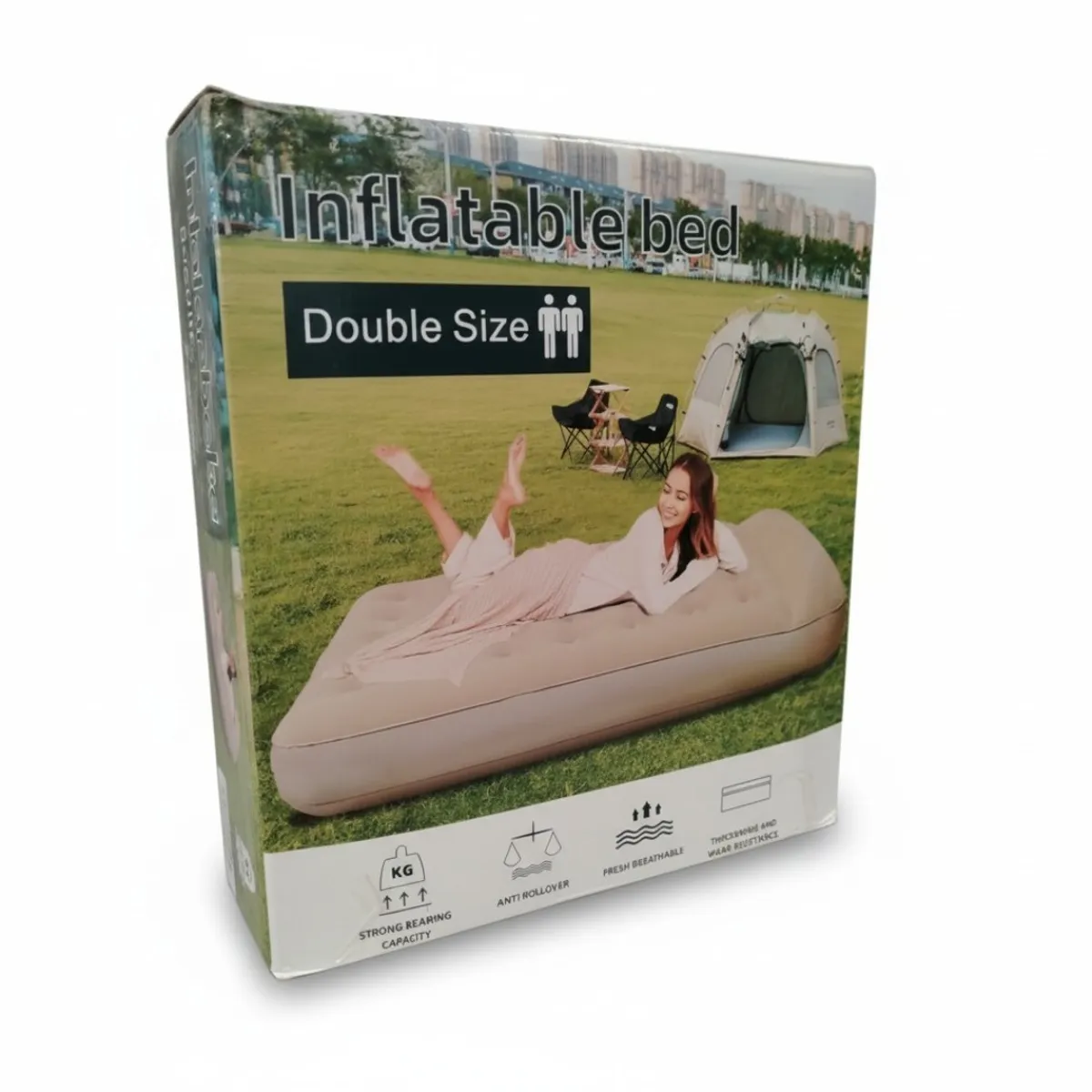Colchón Inflable 2 Plazas con Inflador Eléctrico Recargable, marca GENERICO - Foto Principal