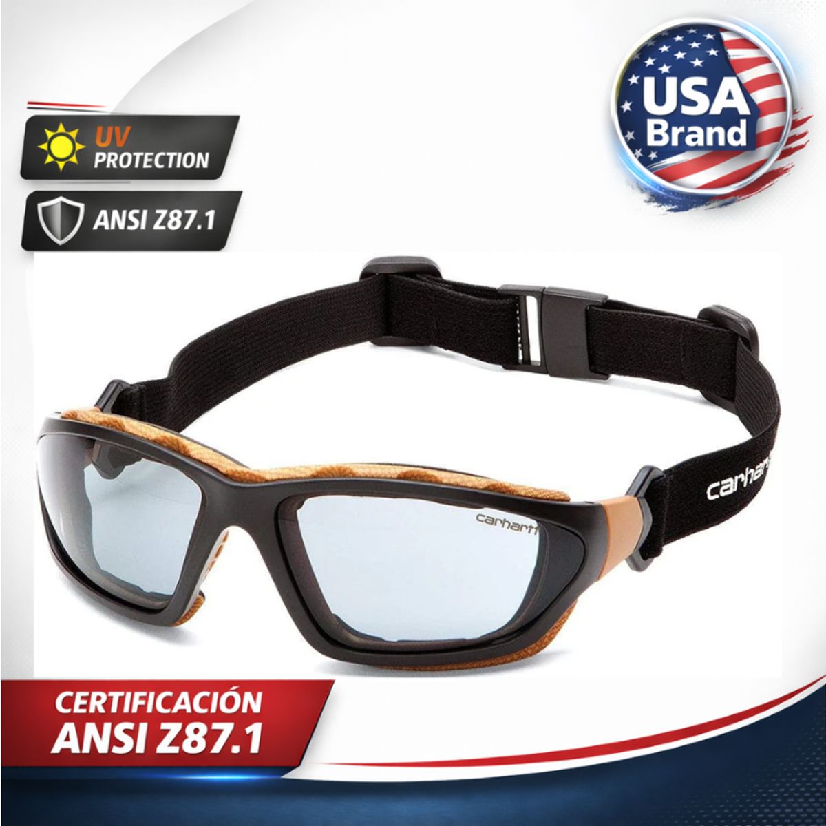 GENERICO - Antiparras 2 en 1 Carhartt con Almohadilla Removible – Trabajo y Deporte ANSI Z87 UV