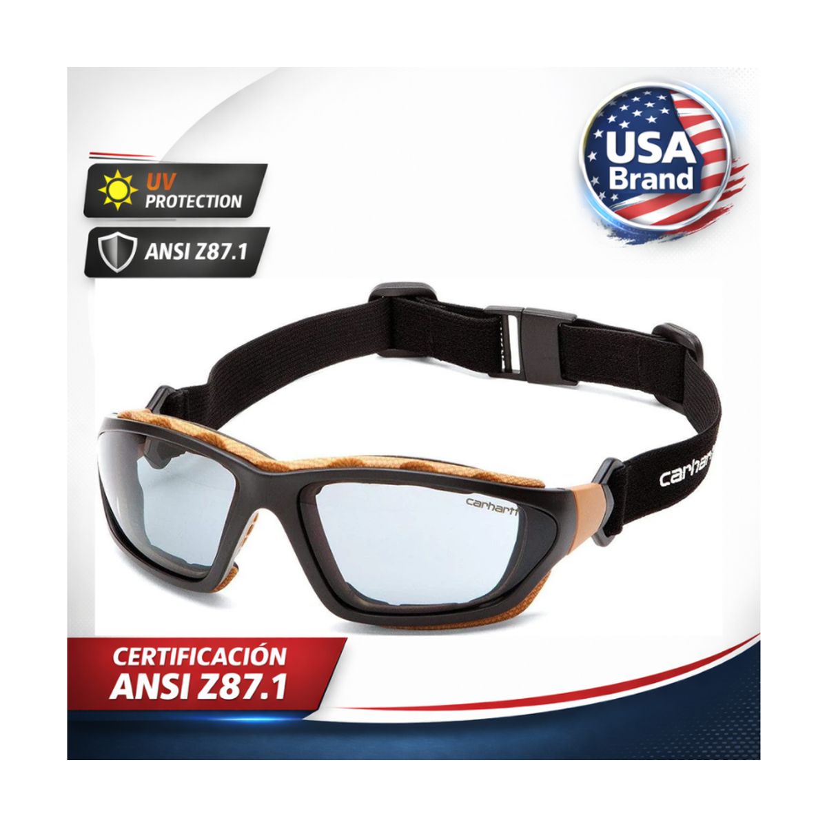 GENERICO - Antiparras 2 en 1 Carhartt con Almohadilla Removible – Trabajo y Deporte ANSI Z87 UV