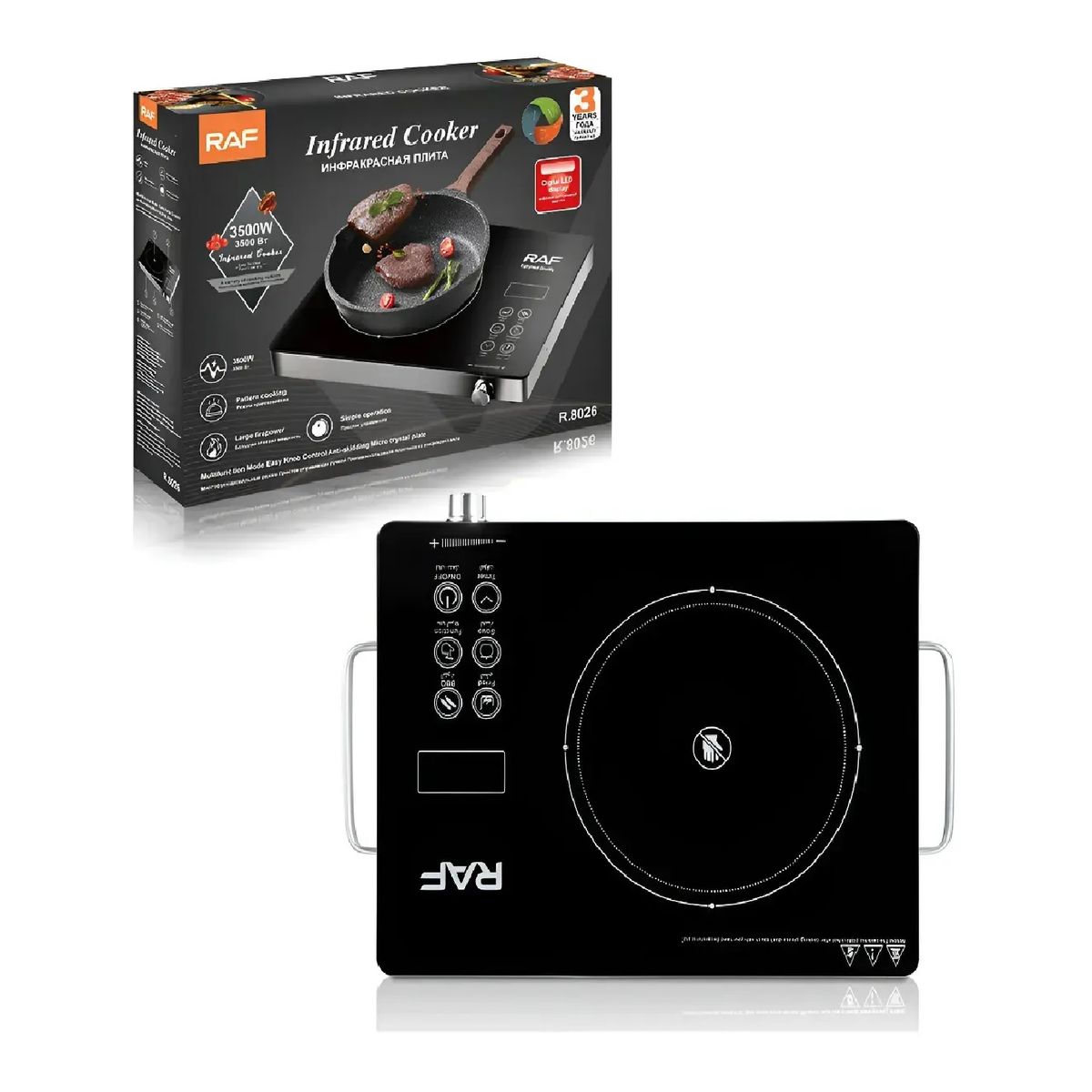GENERICO - Cocina Eléctrica Infrarroja Digital 3500W Marca Raf