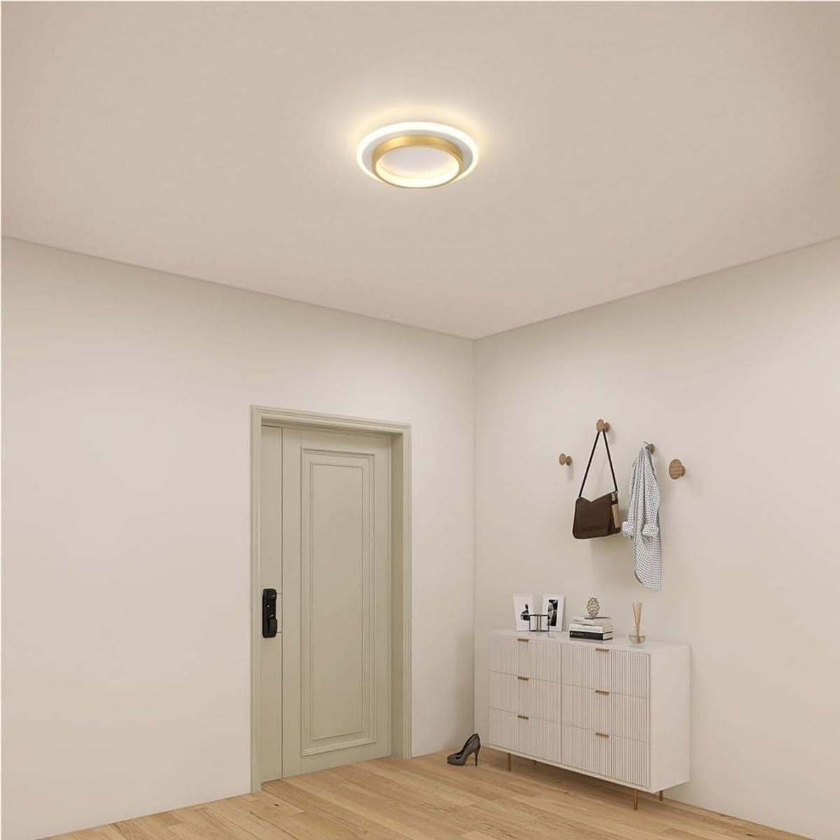 HOME NEAT - Lámparas de techo LED acrílica Redonda moderno 24cm 3 colores - Dorado