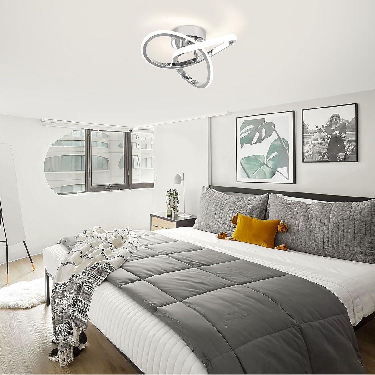 HOME NEAT - LED Lampara Colgante de Techo 3 colores 40CM - Cromo