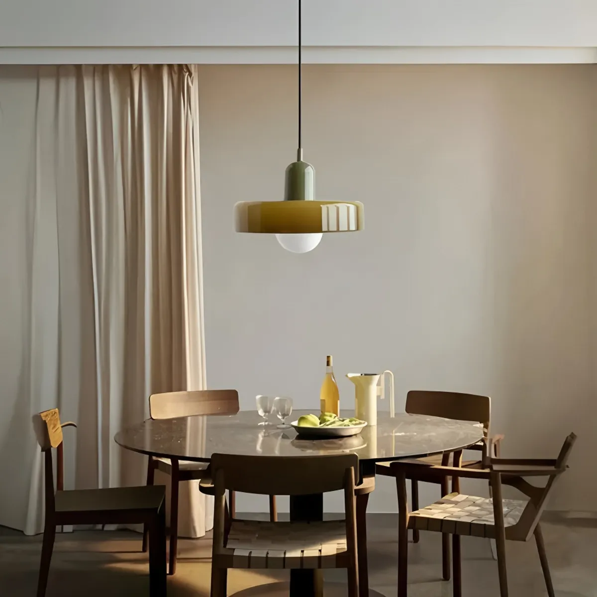 HOME NEAT - Lámpara Colgante de Techo con Pantalla de Vidrio 25cm E27 - Verde