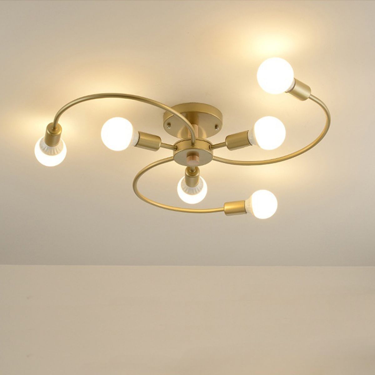 HOME NEAT - Lámpara colgante Modernas flor 6 luces color oro