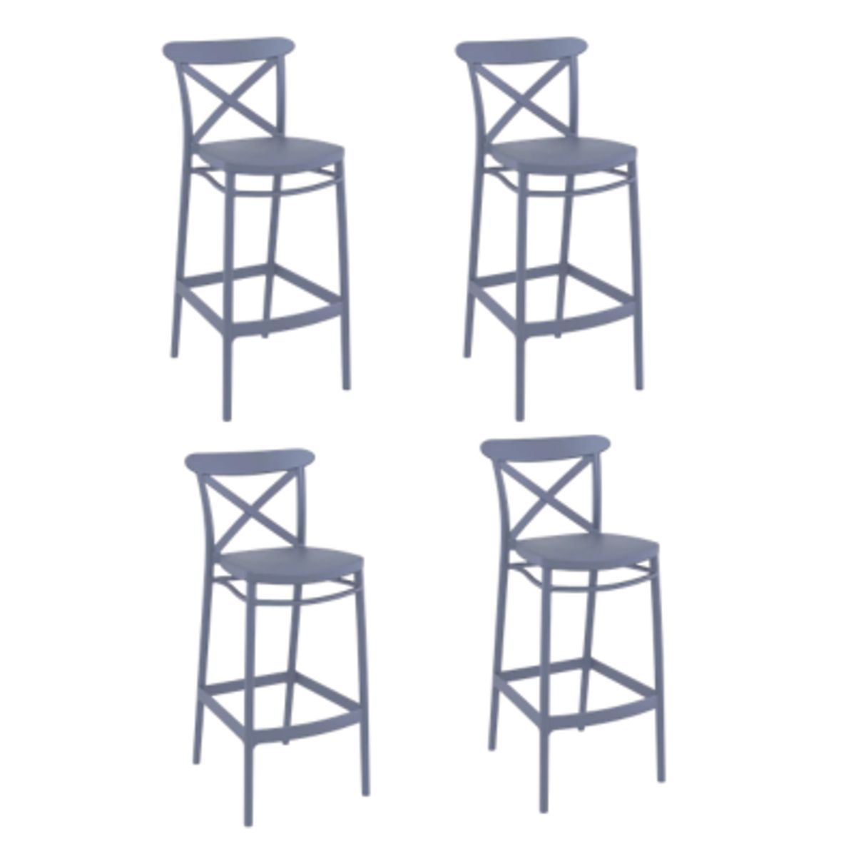 GENERICO - Pack de Bancos Bar Modelo FLORENCIA GRIS OSCURO