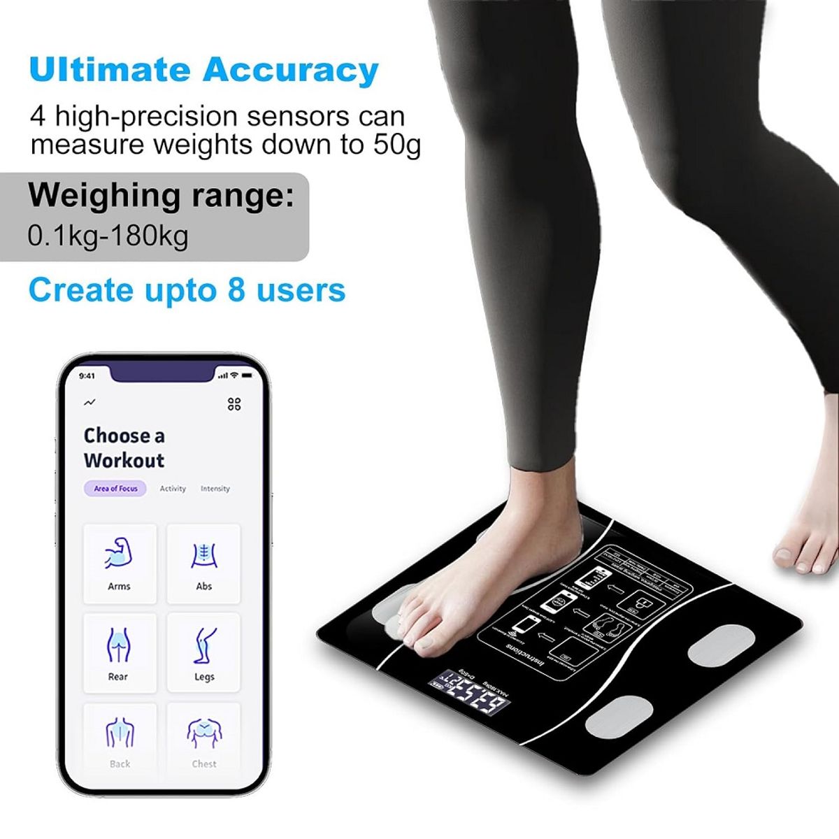 GENERICO - Balanza personal Báscula Smart Bluetooth Digital