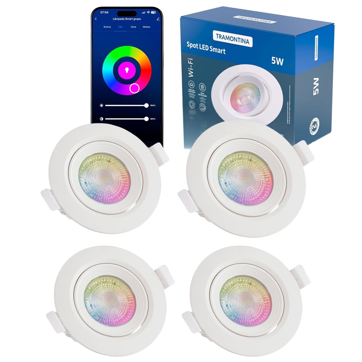 TRAMONTINA - FOCO INTELIGENTE SPOT LED SMART Wi-Fi 5W 4 UNIDADES TRAMONTINA