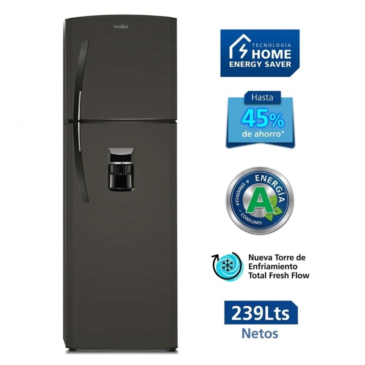 MABE - Refrigeradora Mabe 239LT No Frost RMA255FYPG Grafito